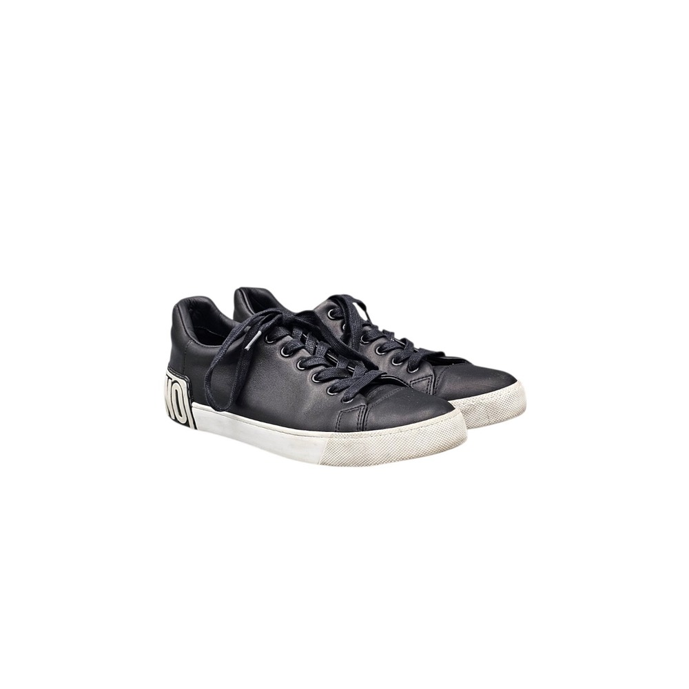 Moschino Women's Size 41/ 11 US GUC Black Leather Low Top Logo Sneakers Shoes